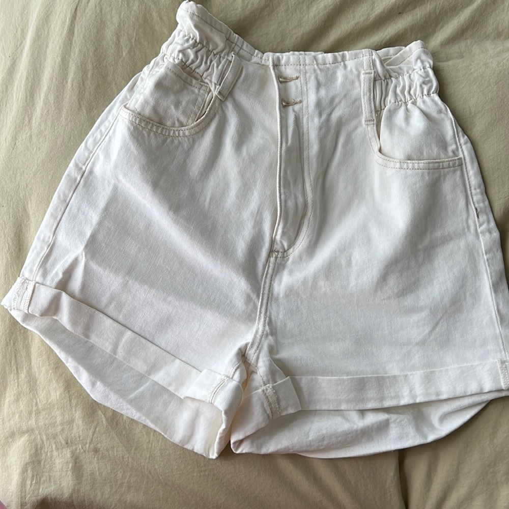 MANGO white high waist shorts